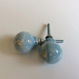 Sky Blue Marbled Porcelain 1.65 Inch Cabinet Knobs Drawer Pulls Set of 4-Dwyer Home Collection