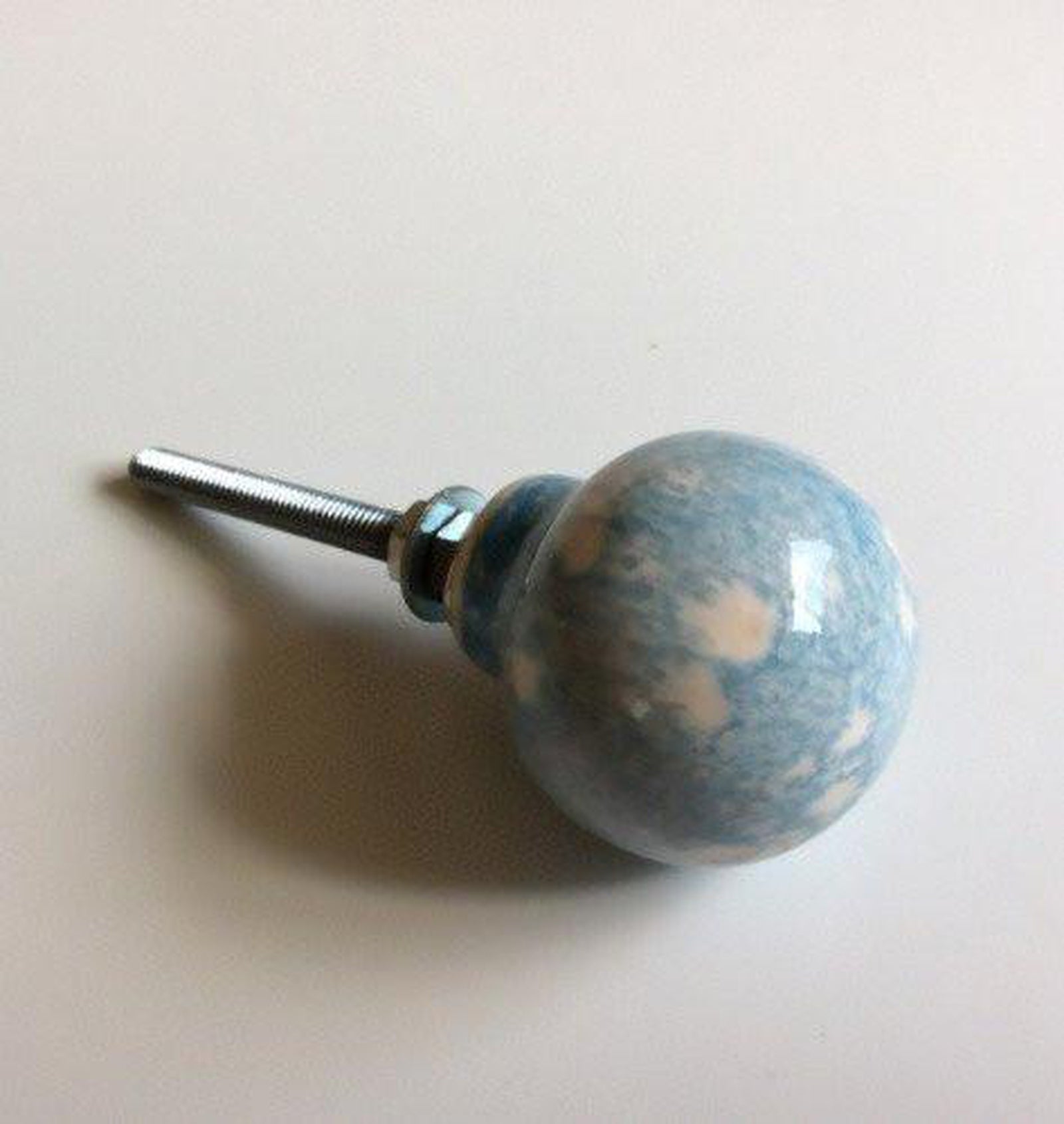 Sky Blue Marbled Porcelain 1.65 Inch Cabinet Knobs Drawer Pulls Set of 4-Dwyer Home Collection