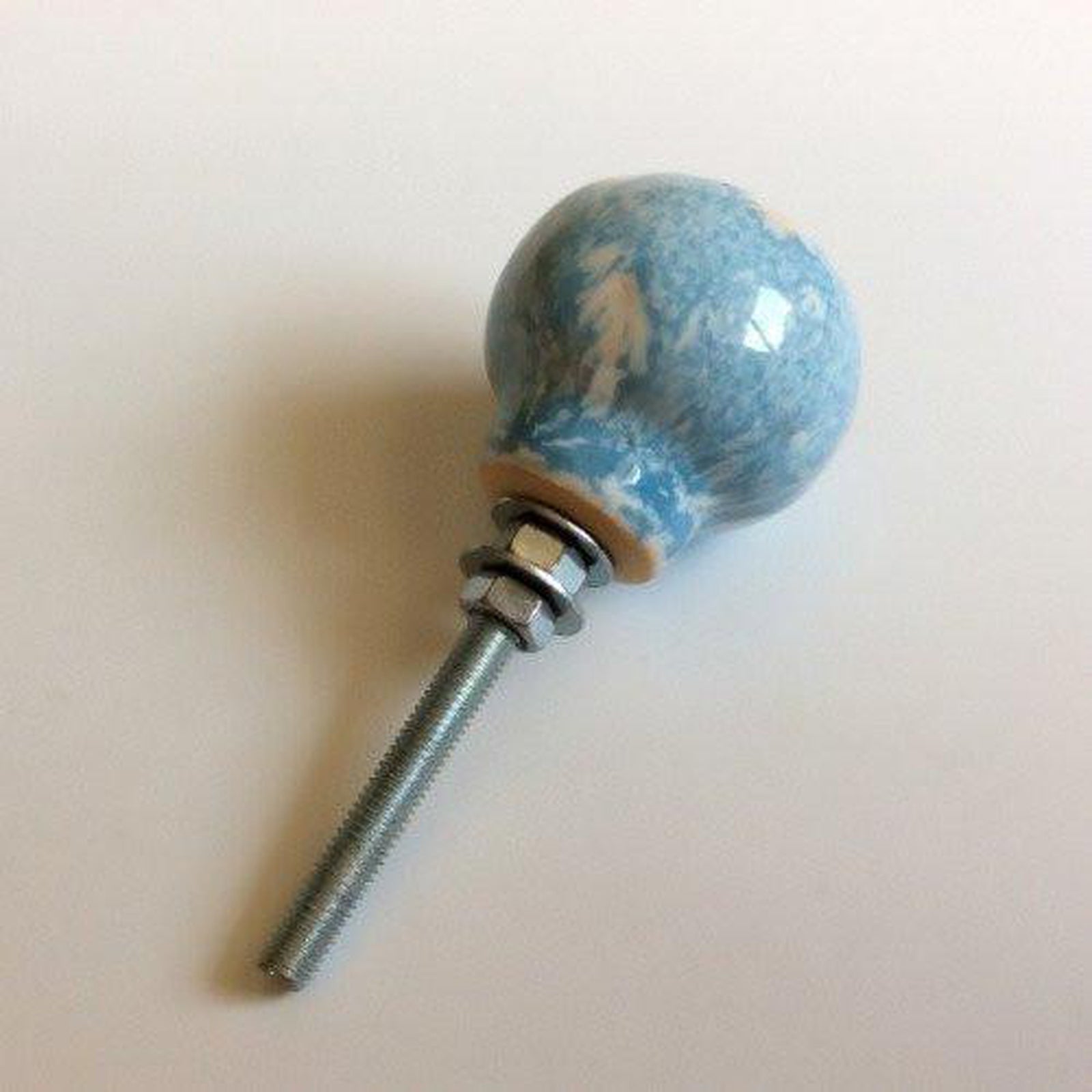 Sky Blue Marbled Porcelain 1.65 Inch Cabinet Knobs Drawer Pulls Set of 4-Dwyer Home Collection