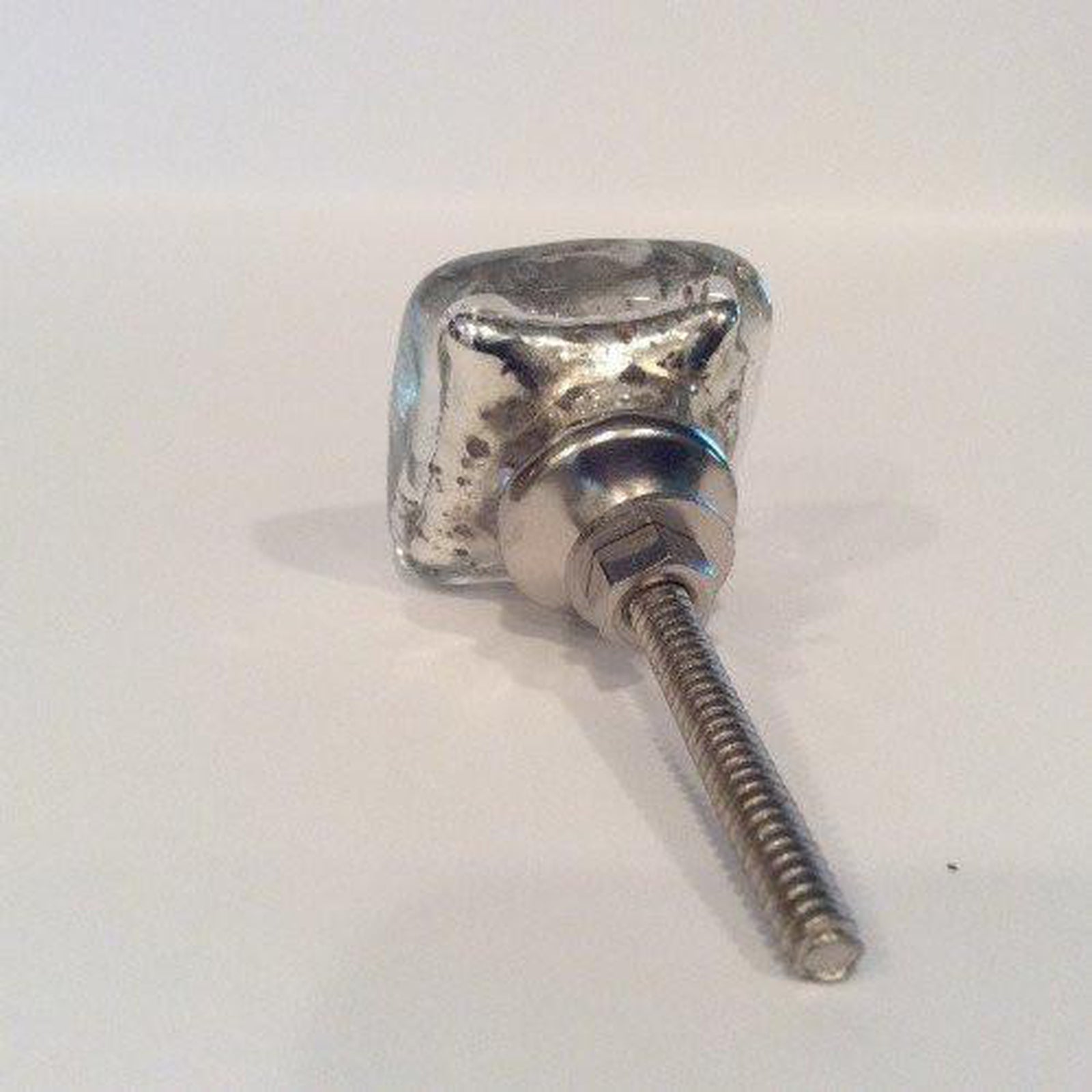 Antique Silver Mercury Glass Cabinet Knobs Pulls 1 Inch Square-Dwyer Home Collection