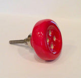Red Porcelain Sewing Button Cabinet Knobs Drawer Pulls-Dwyer Home Collection