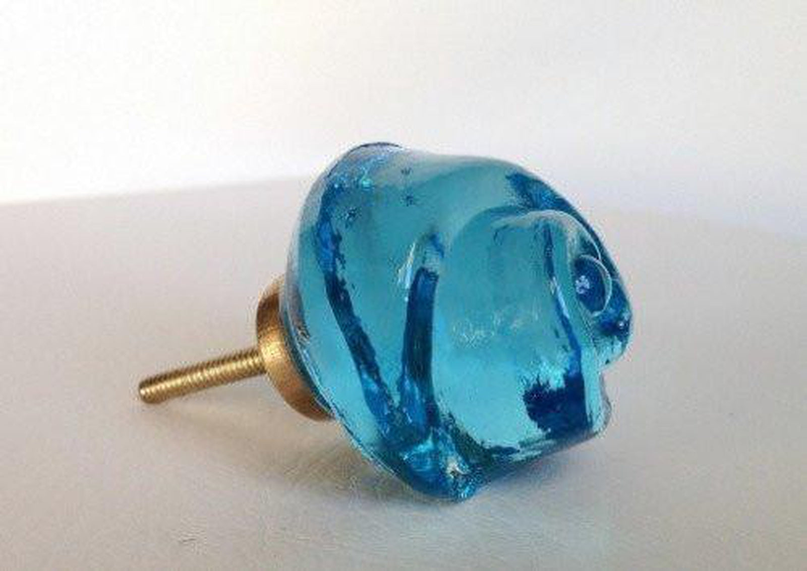 Chic Shabby Blue Glass Rose Cabinet Furniture Knobs Pulls 1.75 In-Dwyer Home Collection