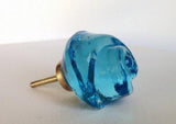 Chic Shabby Blue Glass Rose Cabinet Furniture Knobs Pulls 1.75 In-Dwyer Home Collection