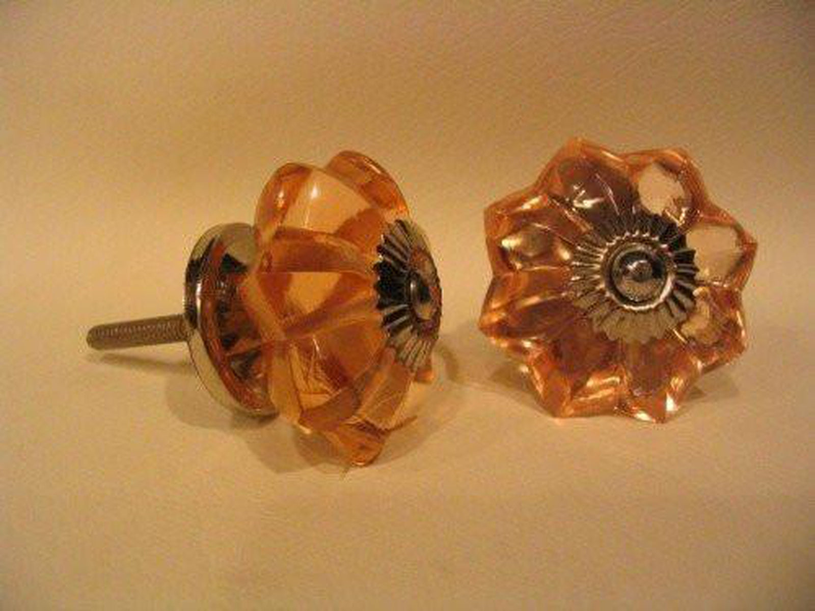 Amber Glass Flower Drawer Pulls Cabinet Knobs Antique Style 1.65 In-Dwyer Home Collection