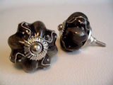 Unique Embossed Soft Black Porcelain Drawer Pulls Cabinet Knobs 1.5 In-Dwyer Home Collection