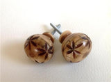 Rustic Natural Carved Bone Cabinet Knobs Dresser Drawer Pulls 1.5 In Set of 4-Dwyer Home Collection