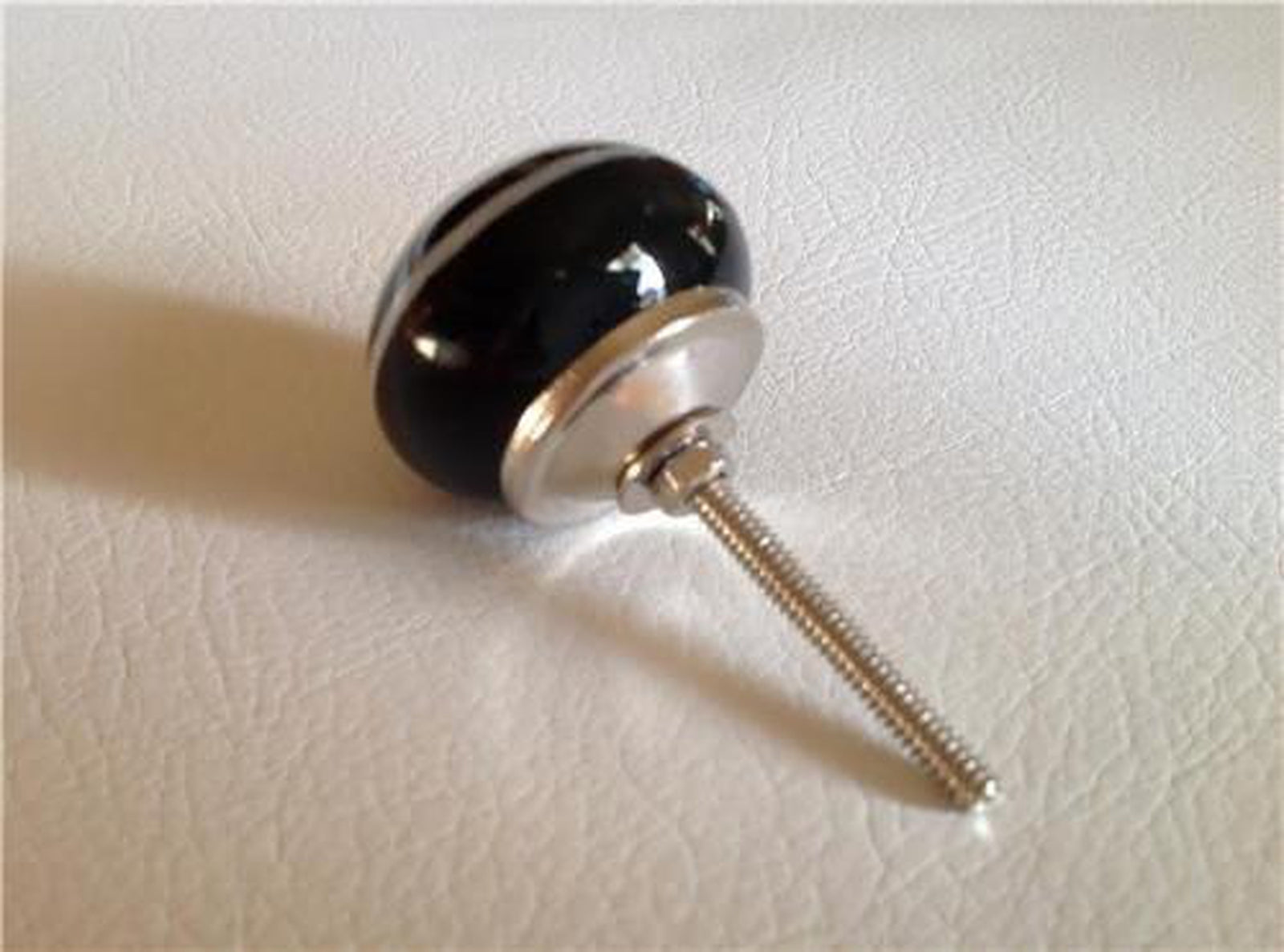 Black and Silvery White Cabinet Knobs Pulls Porcelain 1.75 Inch-Dwyer Home Collection
