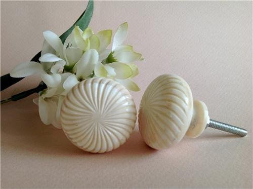 Cream Ivory Carved Bone Swirls On Cabinet Knobs Drawer Pulls 1.50 Inch (s)-Dwyer Home Collection