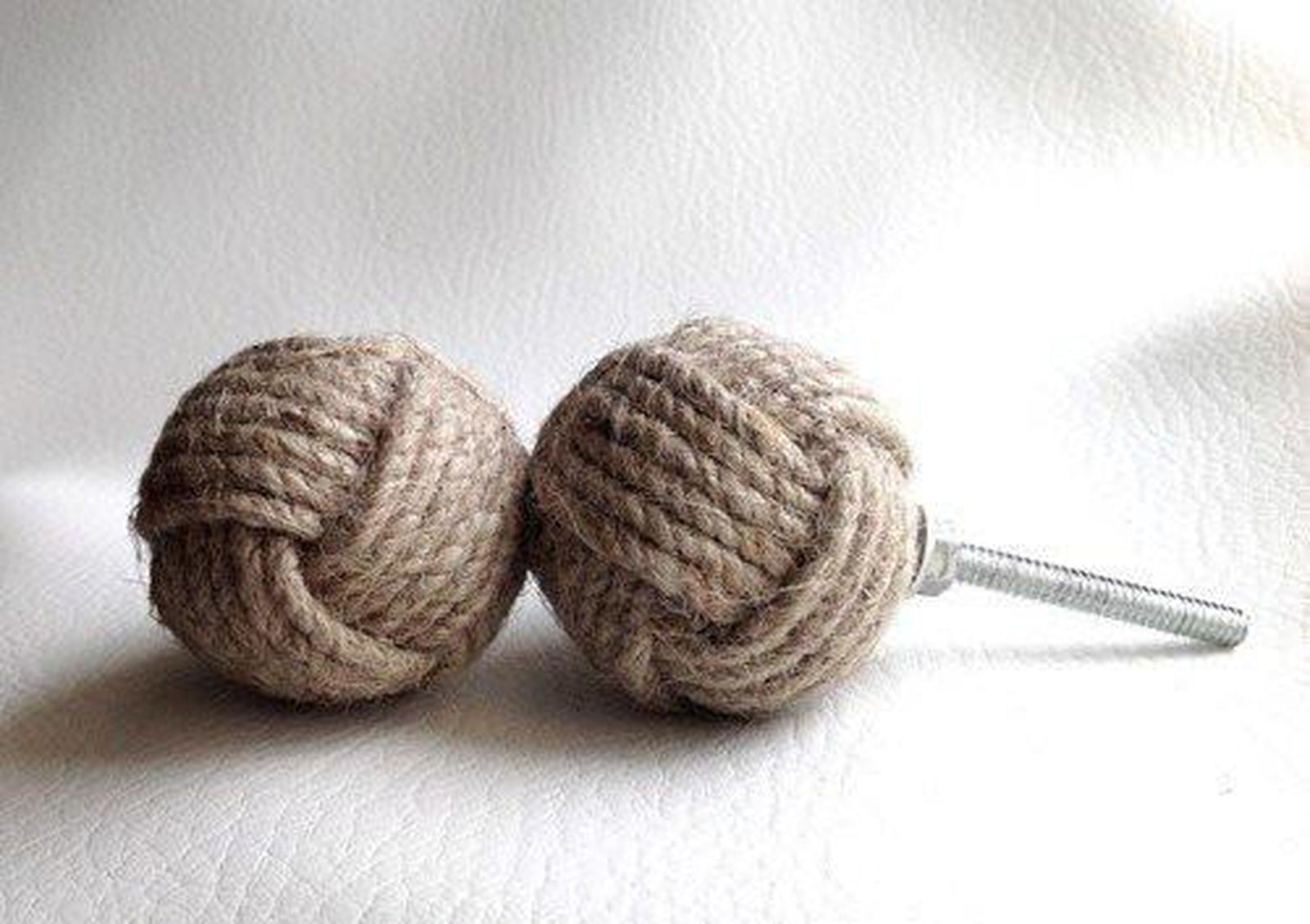 Nautical Jute Rope Cabinet Knobs Monkey Fist Knobs 1.38 or 1.50 Inch-Dwyer Home Collection