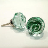 Chic Shabby Mint Green Glass Swirl Cabinet Knobs Drawer Pulls-Dwyer Home Collection