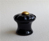 Small Black Porcelain Cabinet Knobs Mini Desk Drawer Pulls 7/8 Inch-Dwyer Home Collection