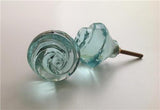 Chic Shabby Aqua Blue Glass Swirl Cabinet Knobs Dresser Drawer Pulls-Dwyer Home Collection