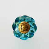 Aqua Blue Glass Beveled Swirl Cabinet Knob Drawer Pulls 1.40 Inch-Dwyer Home Collection