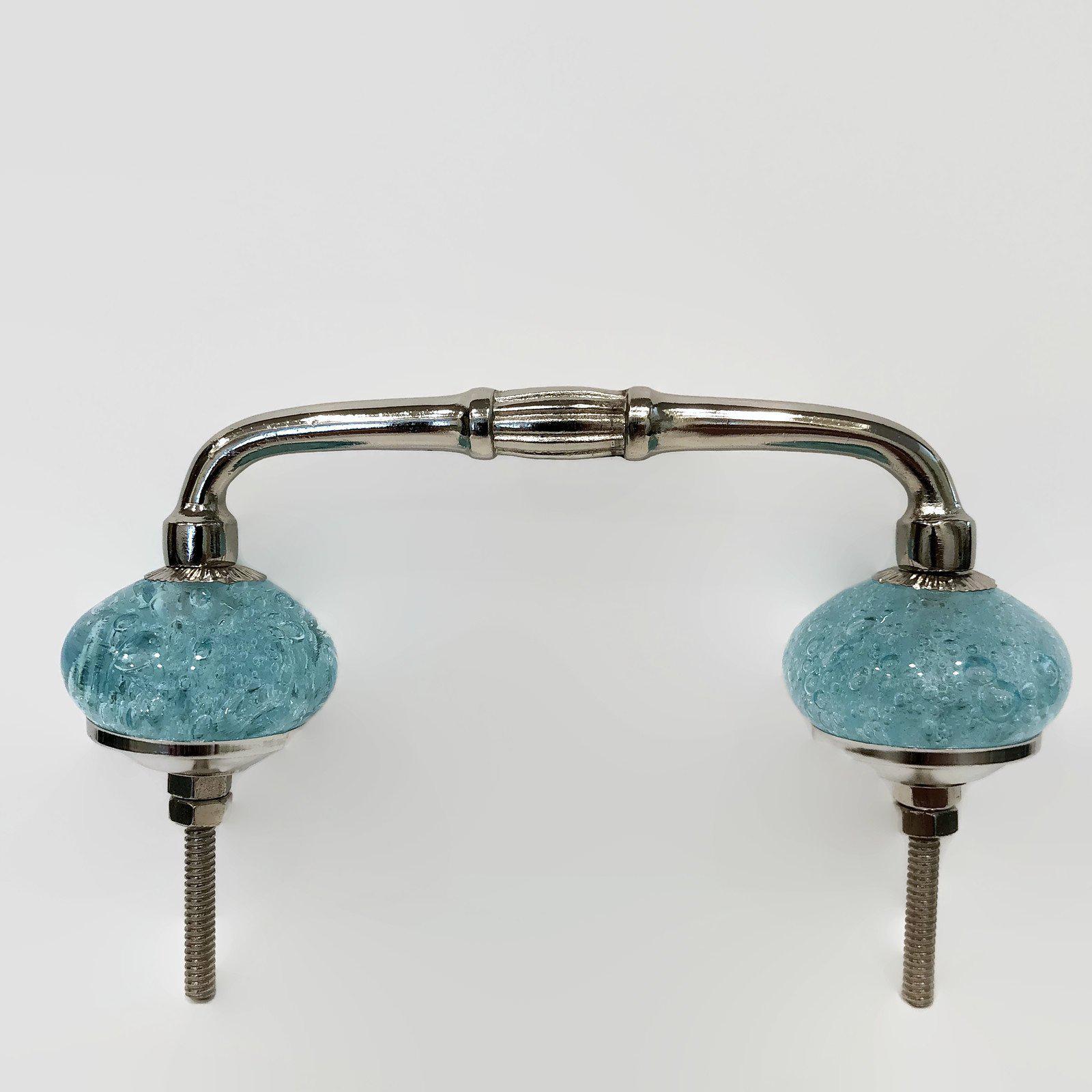 Aqua Glass Bubble 4 Inch Slim Style Cabinet Handles Drawer Pulls-Dwyer Home Collection