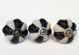 Black and White Porcelain Cabinet Knobs Furniture Pulls 1.75 Inch-Dwyer Home Collection