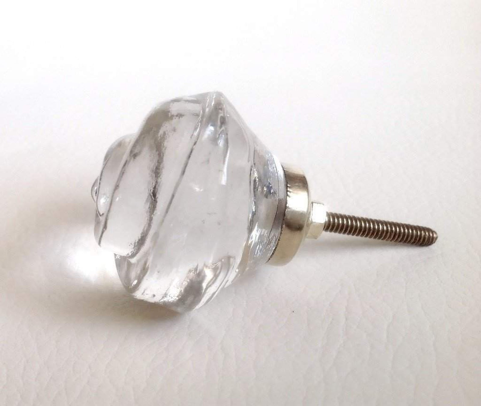 Chic Shabby Clear Glass Swirl Cabinet Knobs Dresser Drawer Pulls 1.25 Inch-Dwyer Home Collection