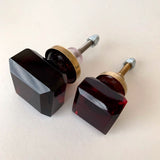 Deep Red Glass Cabinet Knobs Pulls 1 inch and 1.25 Inch Square-Dwyer Home Collection