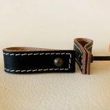 Leather Loop Drawer Pulls Chocolate Brown or Black With Topstitching-Dwyer Home Collection