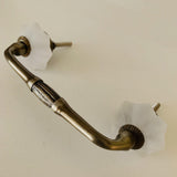 Frosted White Glass Accents On 4 Inch Drawer Handles Pulls Slim Or Swirled-Dwyer Home Collection