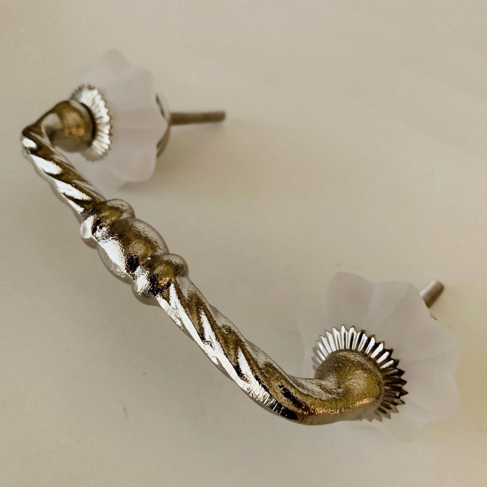 Frosted White Glass Accents On 4 Inch Drawer Handles Pulls Slim Or Swirled-Dwyer Home Collection