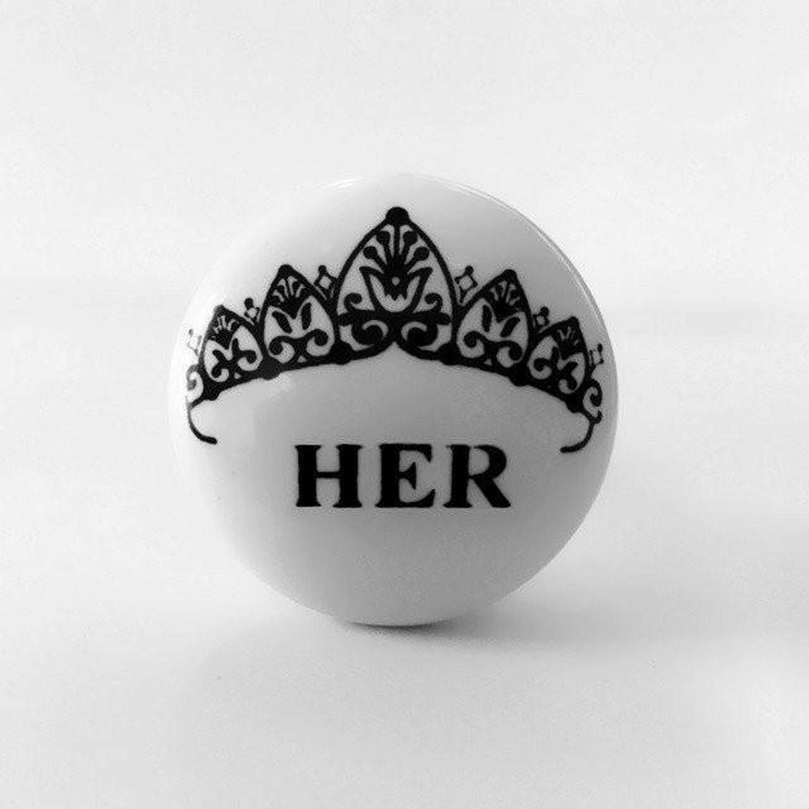 His and Her Crowns Cabinet Knobs Drawer Pulls Porcelain 1.50 Inch-Dwyer Home Collection