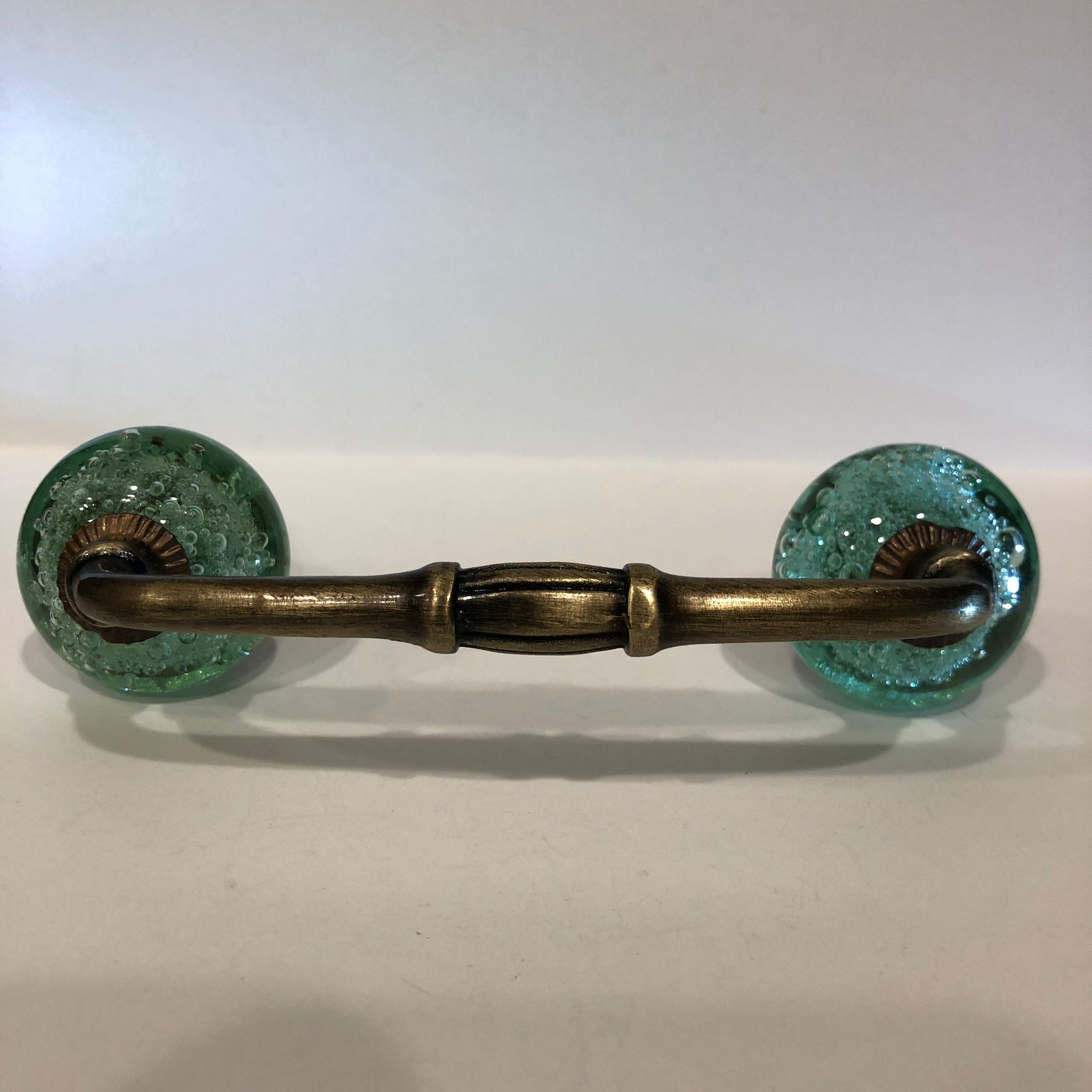 Aqua Blue Glass Bubble Cabinet Knob 4-in Dresser Drawer Handle Coastal-Dwyer Home Collection