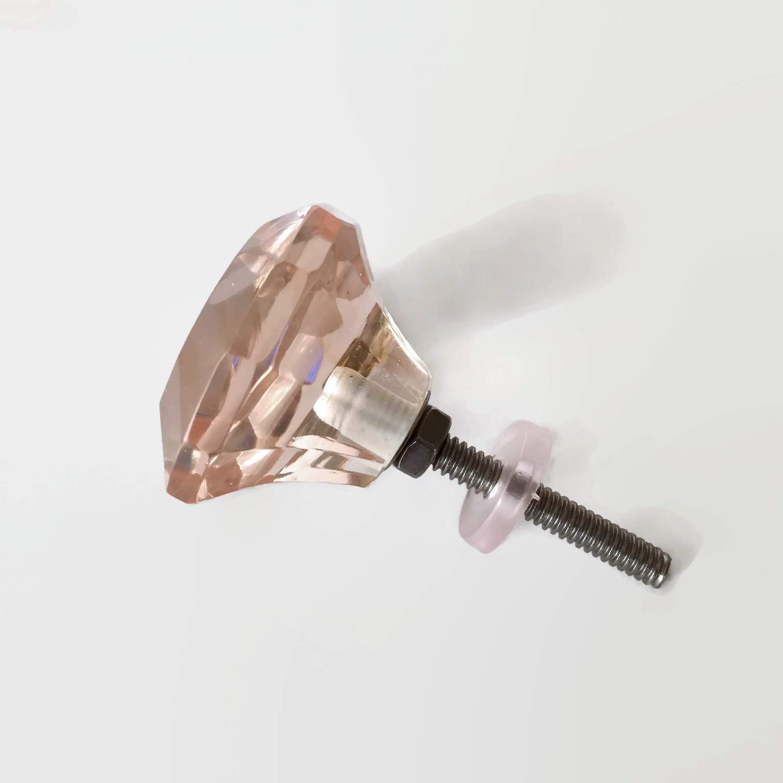 Light Pink Diamond Cut Glass Cabinet Knobs Dresser Drawer Pulls-Dwyer Home Collection