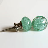 Mint Green Sea Glass Bubble Curved Base Cabinet Knobs Drawer Pulls-Dwyer Home Collection