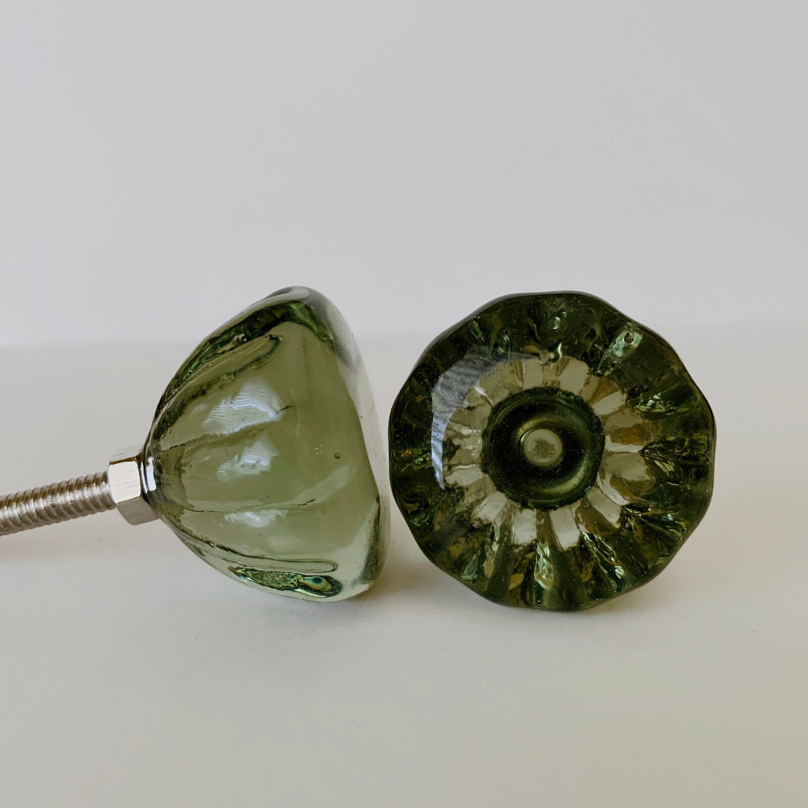 Olive Green Antique Vintage Style Glass Cabinet Knobs 1.5 Inch Pulls-Dwyer Home Collection