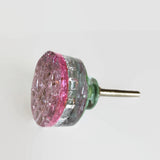 Pink Cracked Mirror Glass Round Cabinet Knobs Drawer Pulls-Dwyer Home Collection