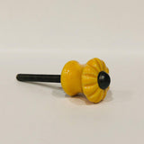 Mini Scalloped Yellow Gold Porcelain Cabinet Knobs Small Drawer Pulls .9 Inch-Dwyer Home Collection