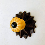 Mini Scalloped Yellow Gold Porcelain Cabinet Knobs Small Drawer Pulls .9 Inch-Dwyer Home Collection