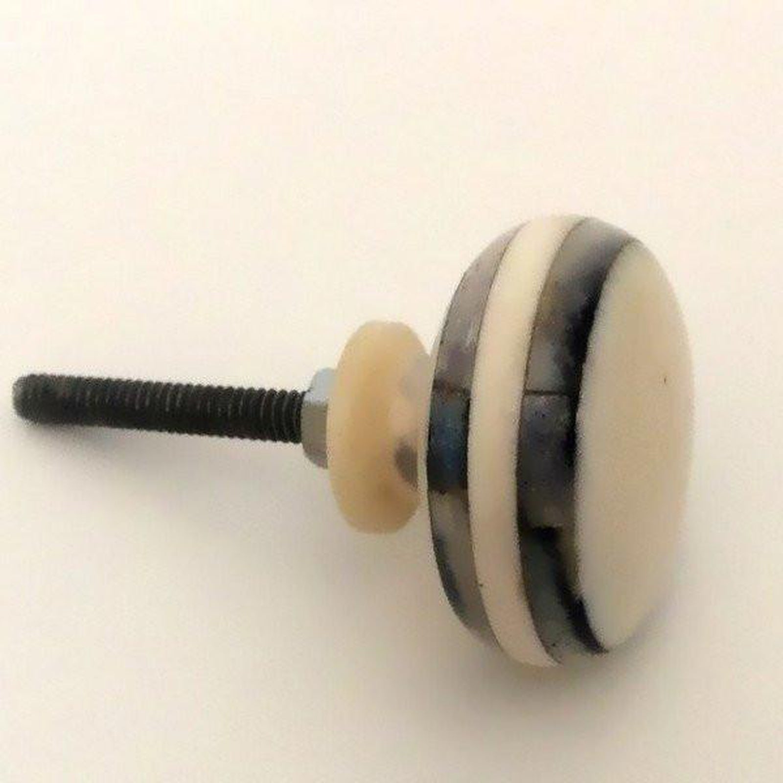 Smoky Grey Trim On Polished Bone Cabinet Knobs Drawer Pulls 1.50 Inch-Dwyer Home Collection