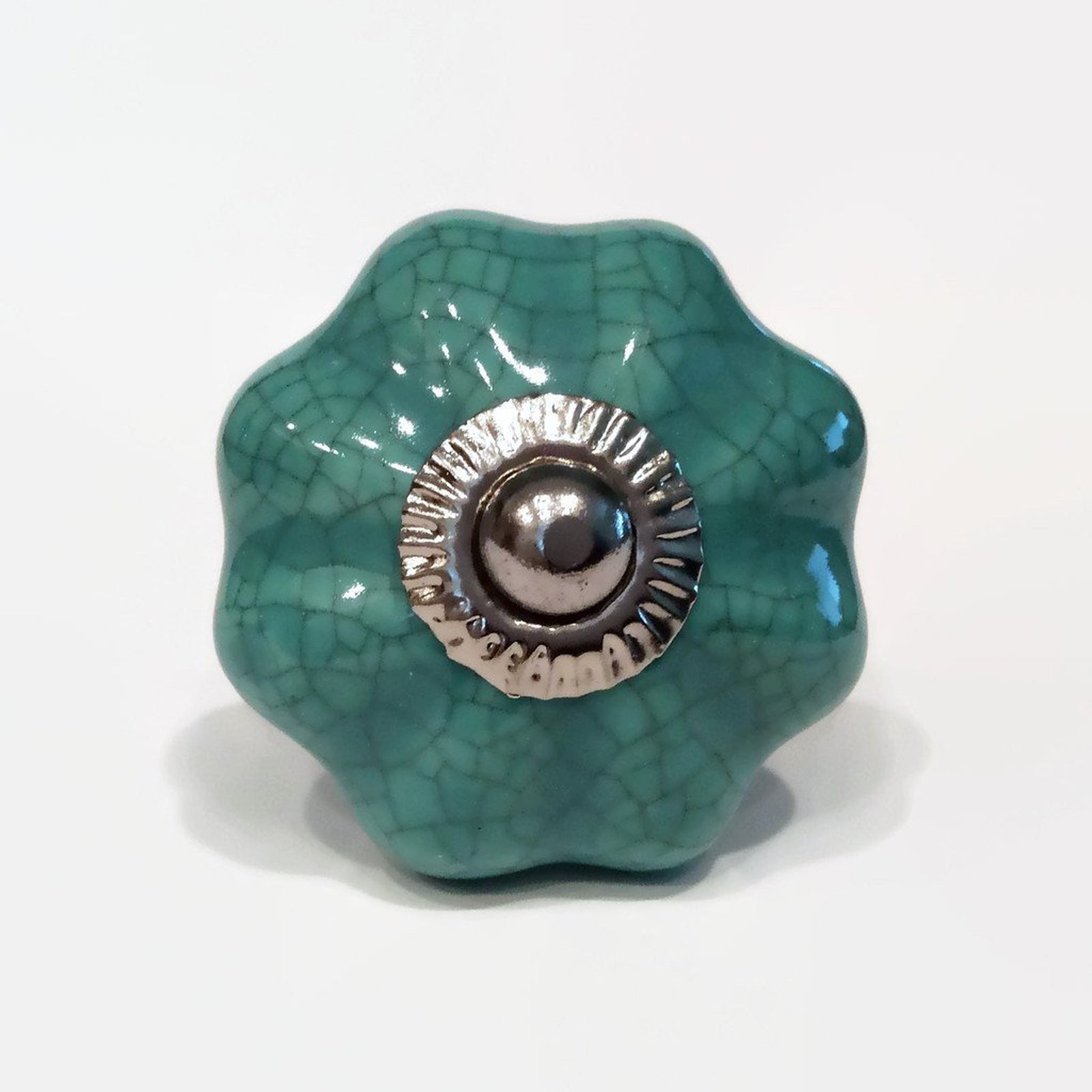 Teal Blue Green Cabinet Knobs Dresser Drawer Pulls Porcelain 1.5"-Dwyer Home Collection